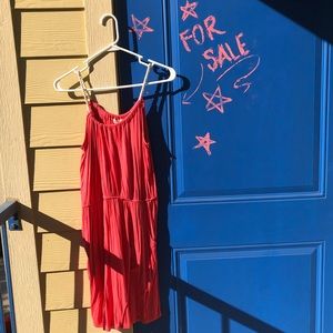 Peach cute cotton summer dress w/rope straps